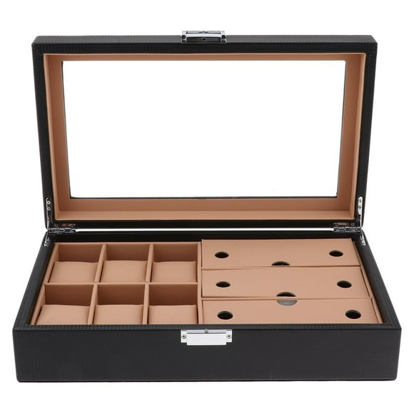Caja De Almacenamiento De Reloj De Lujo Funda Para Gafas Para Hombres Mujeres Negro Caqui Sunnimix Caja de almacenamiento.