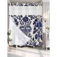 thumbnail image 4 of Blue Spring Floral No Hook Shower Curtain Waterproof, Bathroom Curtains with Snap in Liners and See Through Top Window, Summer Botanical Farmhouse Rustic Hotel Style Bathtub Curtains Shower 72"Wx72"L, 4 of 8