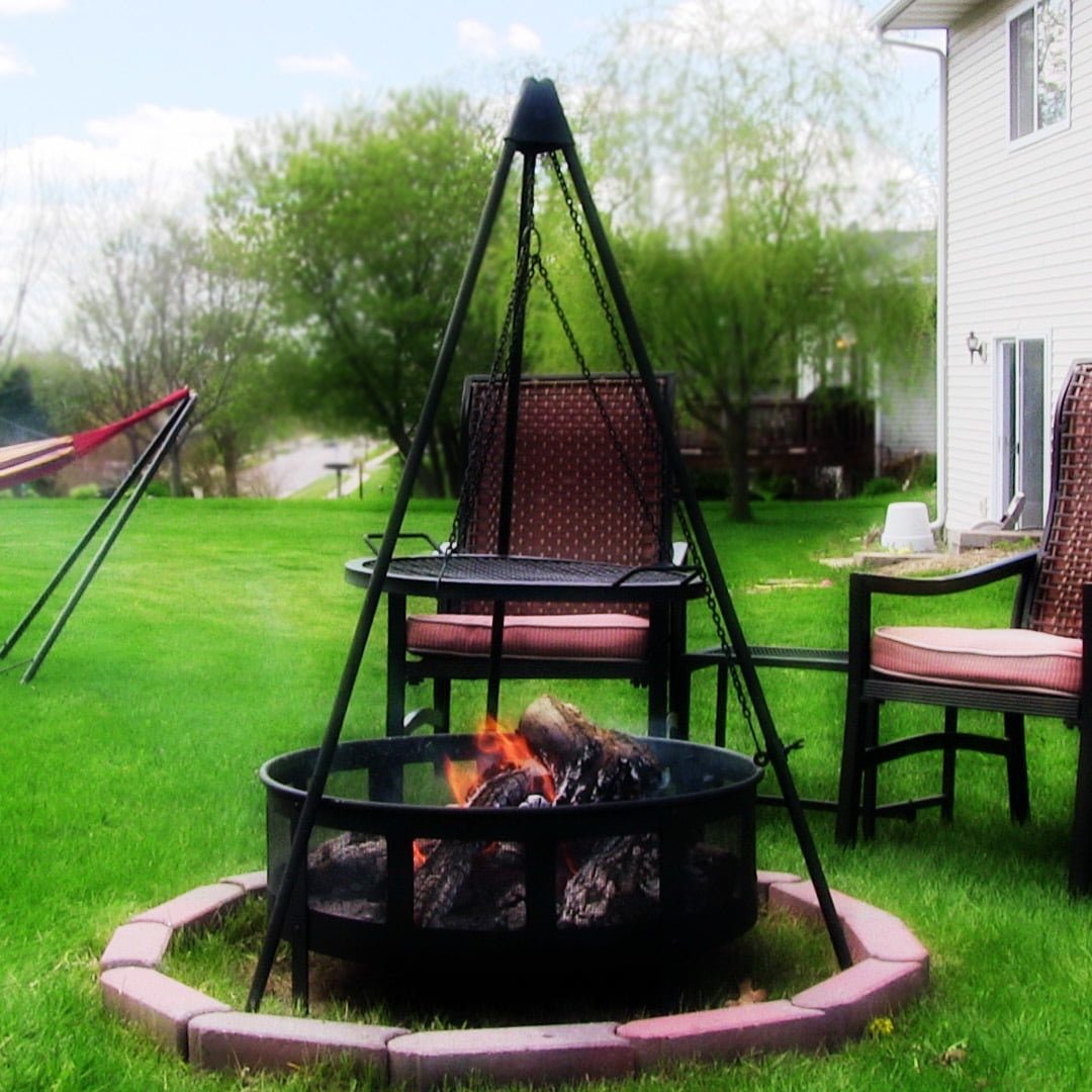 Sunnydaze Firepit Tripod Stand With Solid Steel Legs 55 Inch Tall