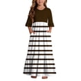 thumbnail image 2 of Little Girls Maxi Dress 4-14 Years Ruffle Half Sleeve Round Neck Floral Print Tiered Long Dress with Side Pockets Brown H 13-14 Years, 2 of 7