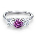 thumbnail image 3 of Gem Stone King 925 Sterling Silver Fancy Purple Zirconia and White Zirconia Engagement Ring for Women | 2.34 Cttw | Round 6MM | Gemstone Birthstone | Size 6, 3 of 6