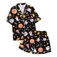 thumbnail image 7 of CONZONE Halloween Womens Pajamas Set Printed Short Sleeve Button Down Tops and Shorts Hallowmas Sleepwear Cozy 2 Piece Pjs Set for Women, 7 of 7