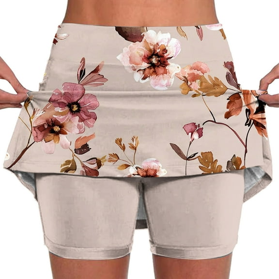 Aboser Activewear Skorts for Women Casual Summer Tennis Skirts Built in Shorts Boho Floral Printing Skorts High Waisted Tummy Control Skirt with Pockets