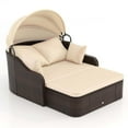 thumbnail image 1 of Gymax Outdoor PE Rattan Daybed w/ Retractable Canopy Soft Cushions & Extra Pillows, 1 of 5