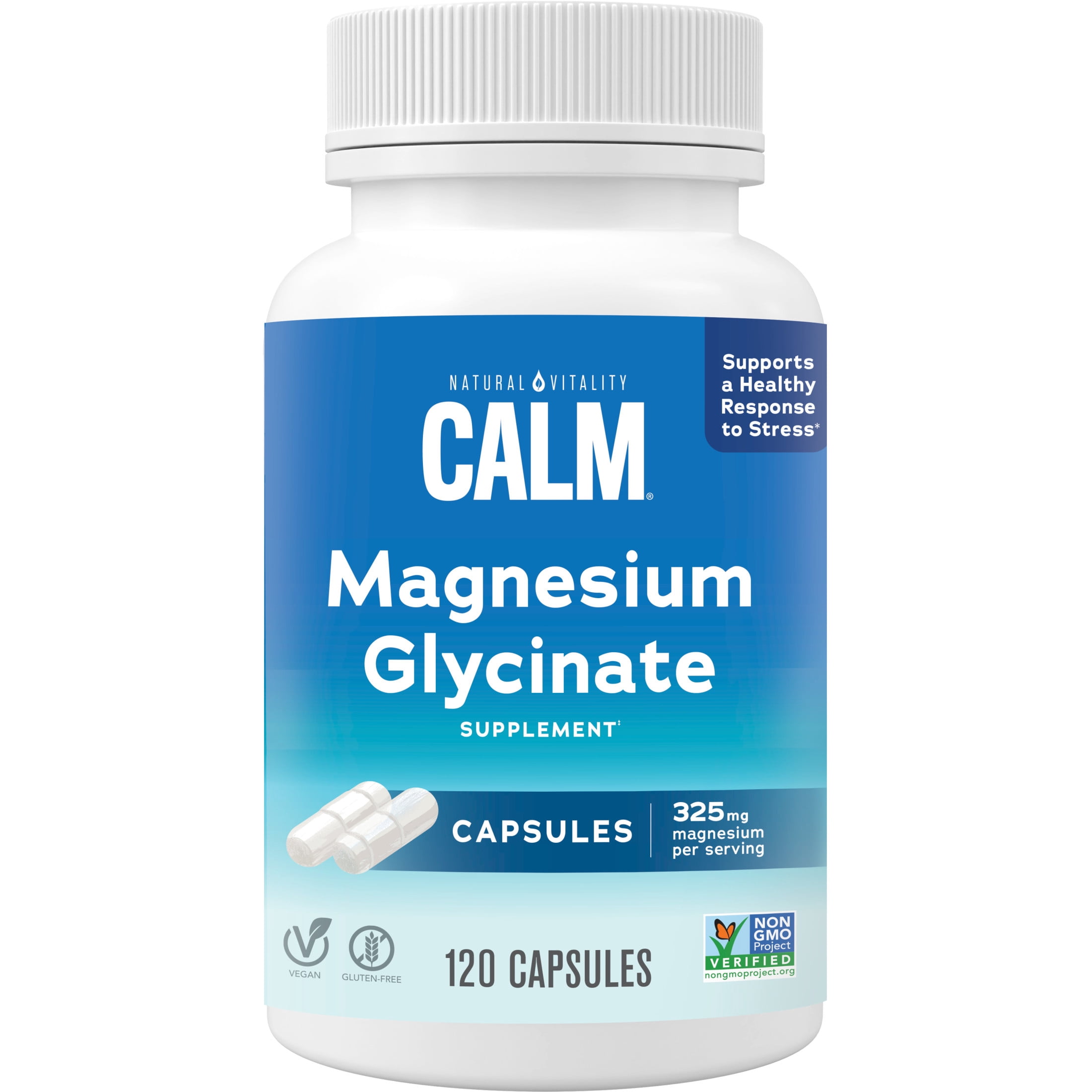 Natural Vitality Calm Magnesium Supplement Capsules, 325 mg, 120 Count