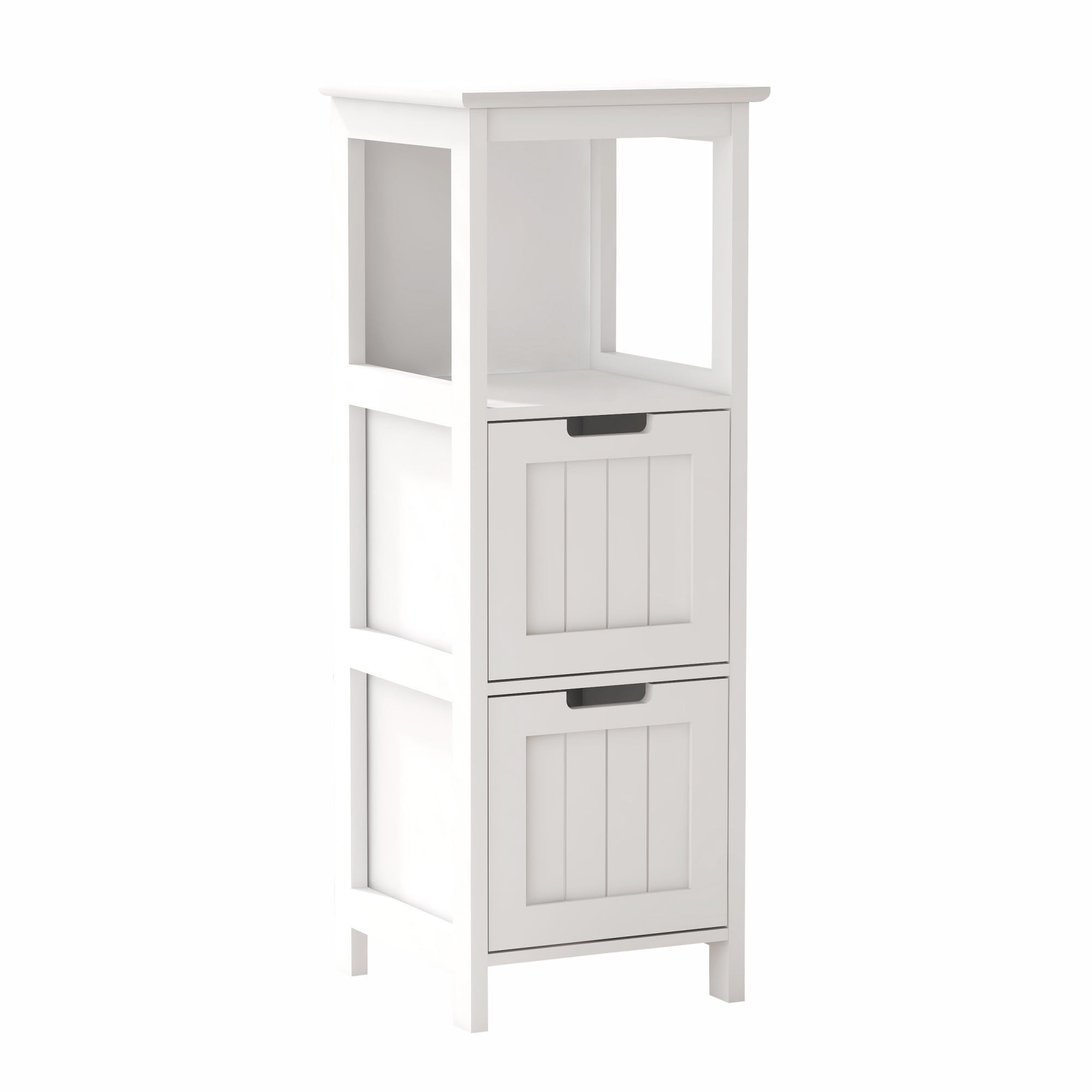 Bathroom Storage Freestanding Wood Storage Organizer Cabinet with 2 Drawers and 1 Storage Shelf, White