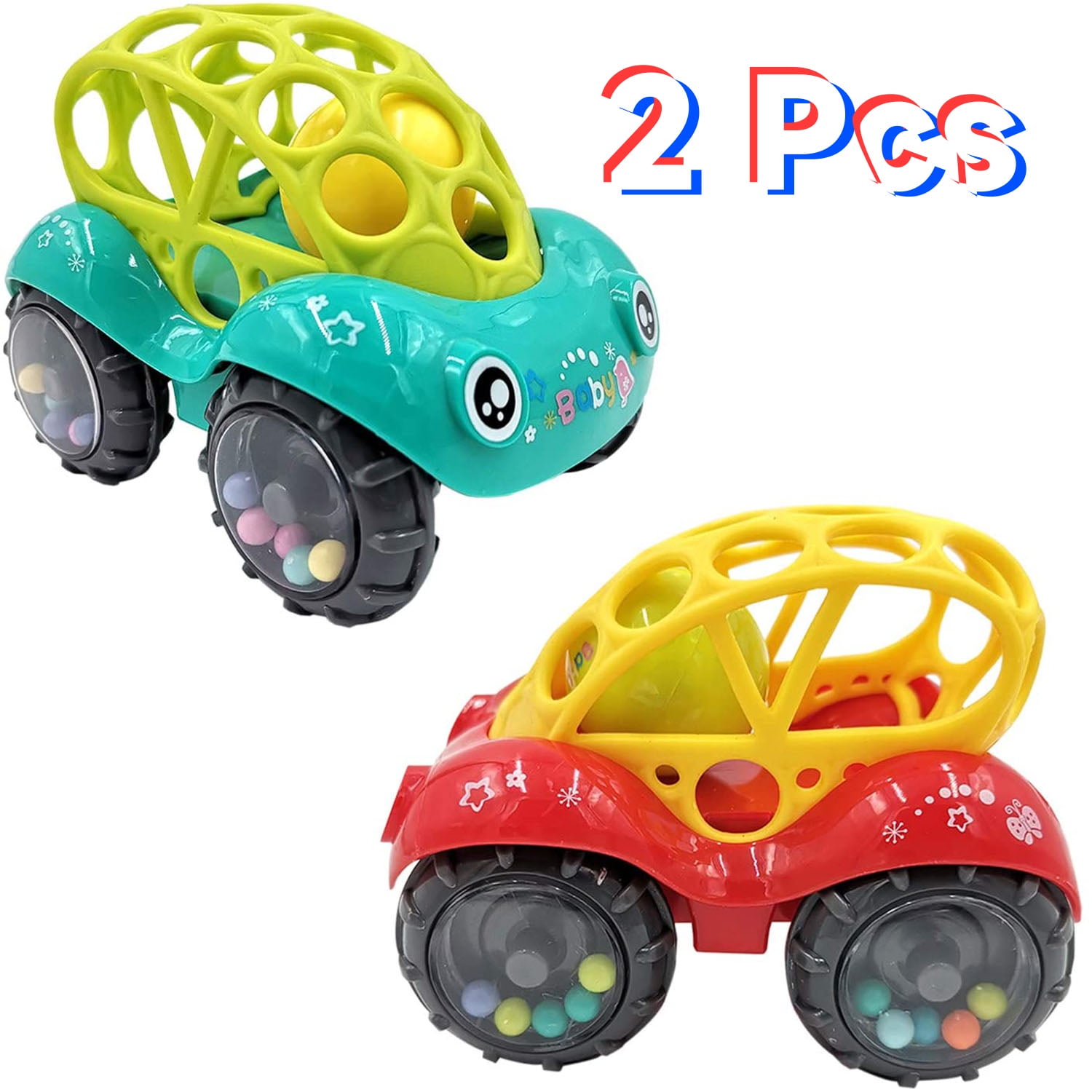 Car Toys Baby Toys 6-12 Months Car Toys 2 Pcs Baby Rattle & Roll Car Toy Cars for Toddlers