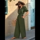 thumbnail image 5 of Mono de Mujer de Corta con Cuello en V, Elegante, Informal, con Pierna y Pantalones. Verde L, 5 of 10