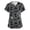 Black, variant on Scrub Shirts for Women Cartoon Animal Theme Print Cute Style Short Sleeve V Neck Nursing Uniform Tops