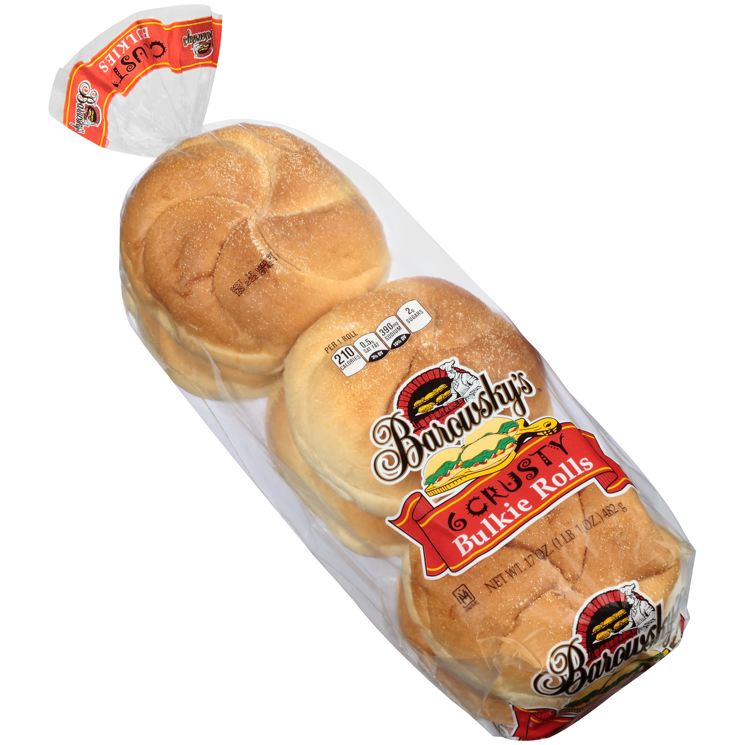 Barowsky's Crusty Bulkie Sandwich Rolls, 6 Count, Shelf-Stable