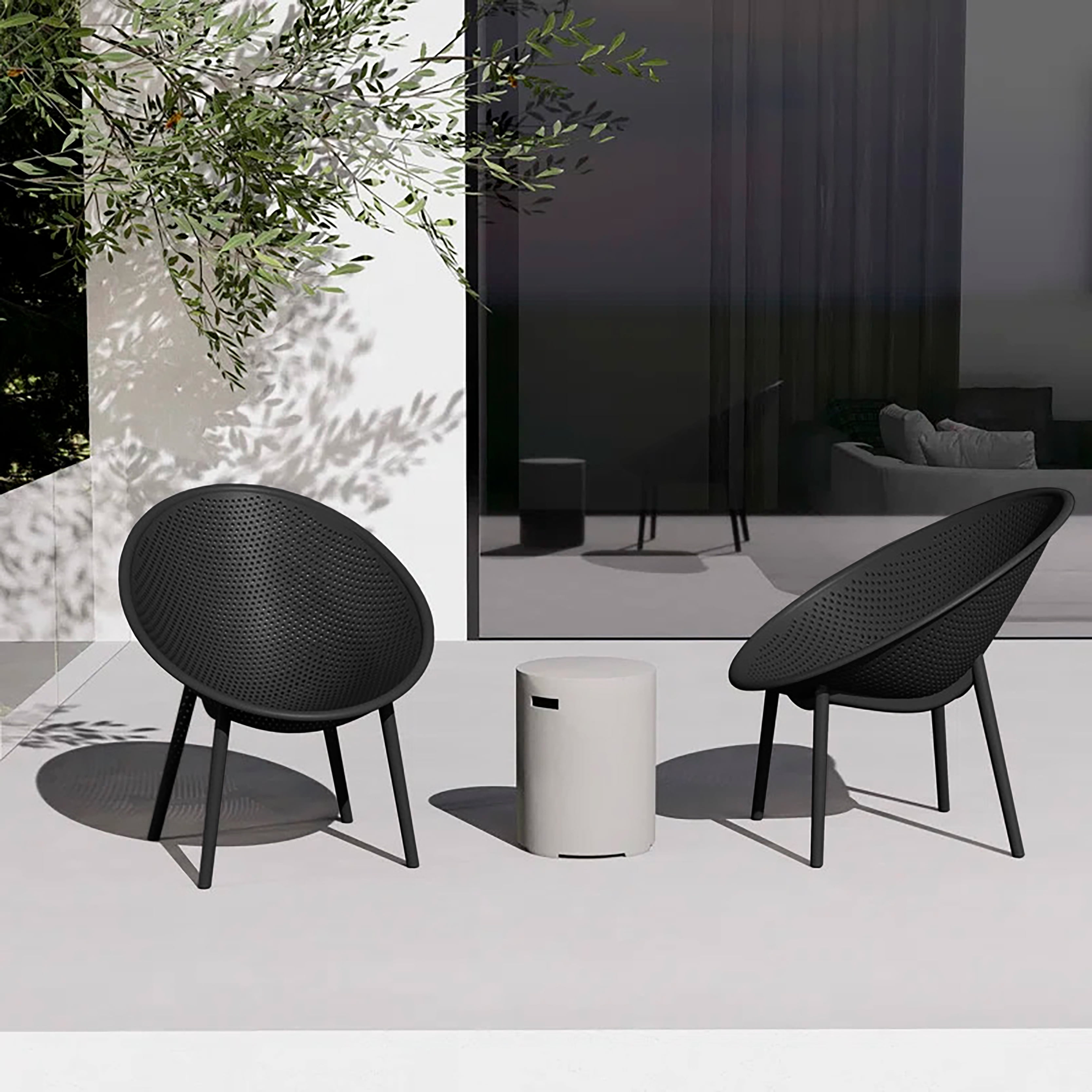 2xhome Set of 2 Modern Patio Chairs, Oval Acepulco With Dots Round Shape Contemporary Plastic Armless Dining Accent Chairs for Kitchen Living Room or Outdoor