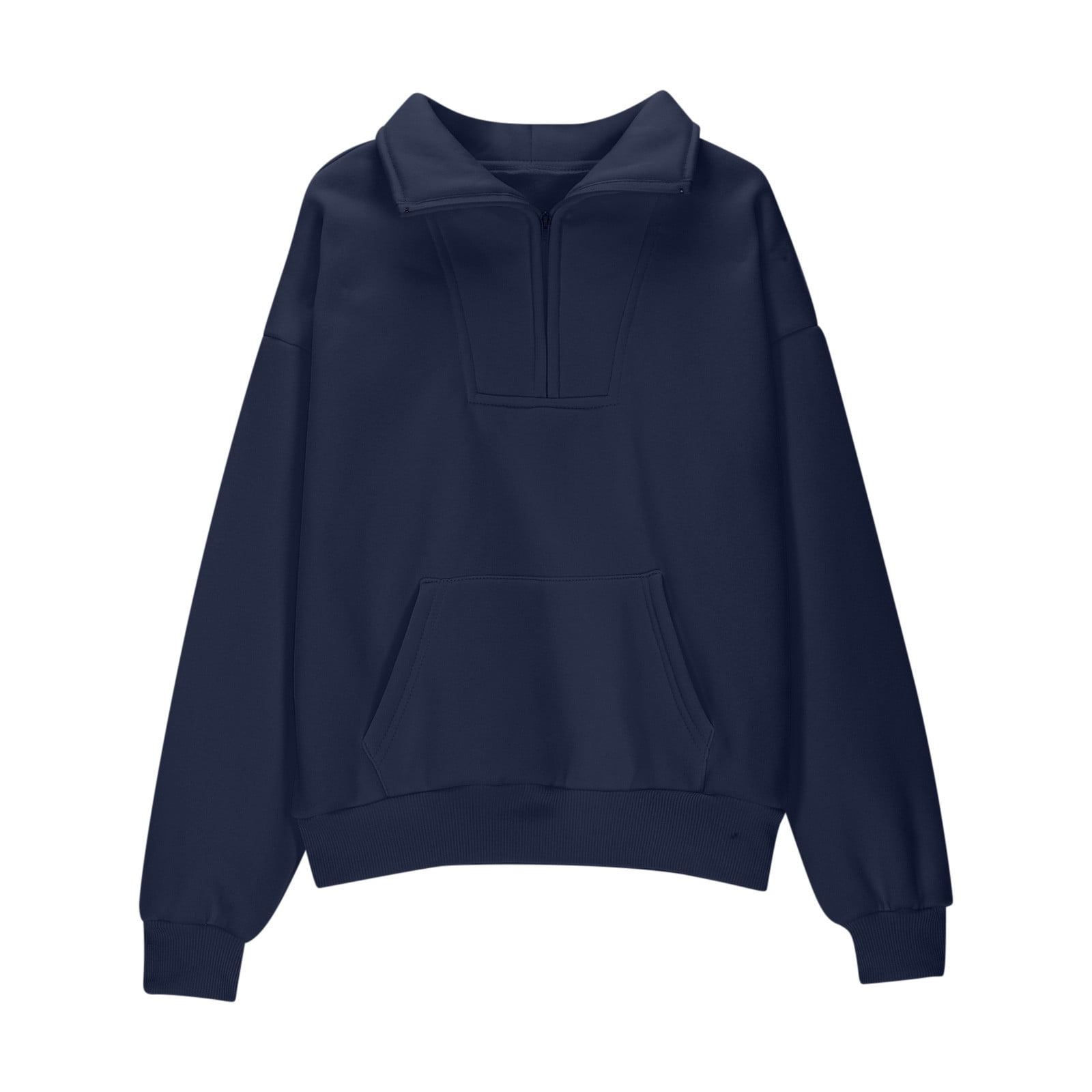 Feancey Girls Quarter Zip Sweatshirt Oversized Long Sleeve Stand Collar Pullovers Fall Winter Casual Fleece Sweatshirts with Thumbholes Navy 160