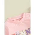 thumbnail image 6 of FEORJGP Infant Baby Girls Easter Clothes 3M 6M 12M 18M Newborn Short Sleeve Romper Crew Neck T-shirt Jumpsuit Embroidery Letters Bodysuit Loose Casual Daily Summer Clothes, 6 of 9
