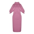 thumbnail image 1 of Vestido entallado de manga corta en color liso para mujer - Poliéster, mangas cortas bonitas, estilo campestre, adecuado para todas las ocasiones, 1 of 3