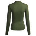 thumbnail image 3 of FashionOutfit Women's Fitted Long Sleeve Stretch Mock Neck Mesh Detail Top, 3 of 4