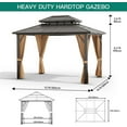 thumbnail image 2 of 10x12ft Hardtop Gazebo, Outdoor Polycarbonate Double Roof Canopy, Aluminum Frame Permanent Pavilion with Curtains and Netting, Sunshade for Garden, Patio, Lawns, 2 of 8