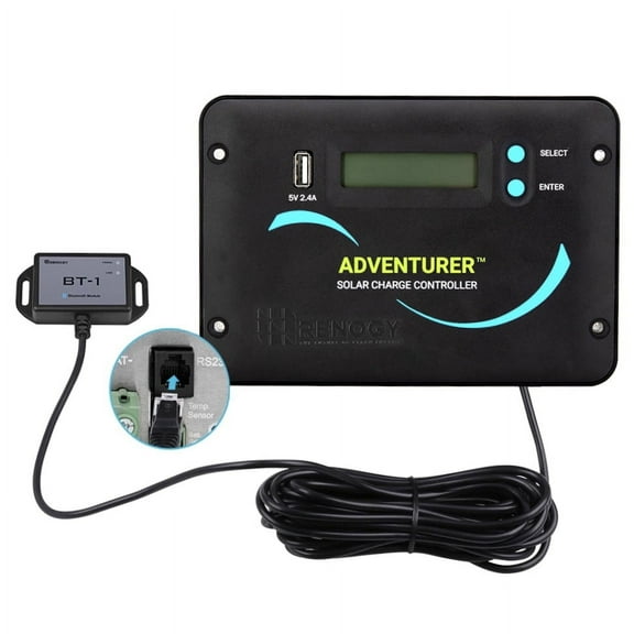Renogy Adventurer Li 30A 12V/24V Negative Ground PWM Flush Mount Charge Controller w/ LCD Display with Bluetooth Module, Compatible with Sealed, Gel, Flooded and Lithium Batteries