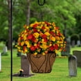 thumbnail image 3 of Sympathy Silks Artificial Cemetery Flowers - Hanging Basket with Sunset Orange Mums, 3 of 5