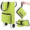 thumbnail image 1 of Shopping Cart, Foldable Shopping Bag with Rubber Wheels Shopping Cart Oxford Fabric Reusable Shopping Cart for Supermarket, Capacity Bag (Green), 1 of 4