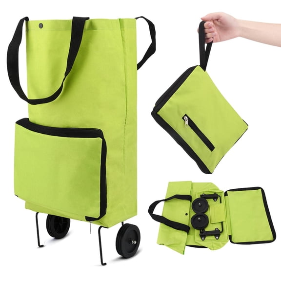 Shopping Trolley Bag, Reusable Portable Collapsible Shopping Bags, Foldable Shopping Cart with Wheels Grocery Bag Extra Large Utility Tote Bag for Travel Shopping Camp
