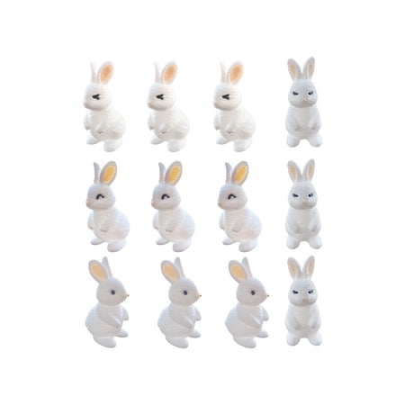 YYUZH 12PCS Easter Ceramic Bunny Figurine White Bunny Rabbits Decor Easter Bunny Figures Toys Rabbit Figures Farm Animal Toy for Cake Toppers Party Favors for Garden Home Spring Decor Gift