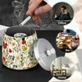 thumbnail image 4 of Yayeee Ashtray with Lid for Cigarette Smokeless Stainless Steel Home Ash Holder, Beige Floral, 4 of 7