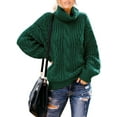 thumbnail image 1 of HOTAPEI Turtleneck Sweaters for Women Green Oversized Cable Knit Sweater Soft Comfy Pullover Sweaters Pullover Knit Winter Tops, 1 of 5