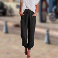 thumbnail image 2 of Pantalones holgados para mujer Pantalones de salón con cordón Color sólido Estilo casual Traje diario FLhrweasw Nuevo, 2 of 9