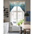 thumbnail image 4 of Turquoise Gold Geometric Swag Valances for Windows, Small Curtains Drapes, Modern Abstract Oil Painting Kitchen Window Curtains Over Sink Window Treatment Valance for Bedroom/Bathroom 56"x36", 4 of 5