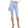 thumbnail image 2 of Women Jeans Trendy High Waisted Slim Fit Stretch Denim Jeans Light Blue S, 2 of 9