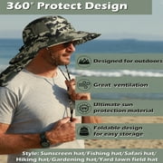 Mens Sun Protection Hat with Neck Flap Cover,Wide Brim Outdoor Fishing Hiking Camping Hunting Boating Safari Gardening