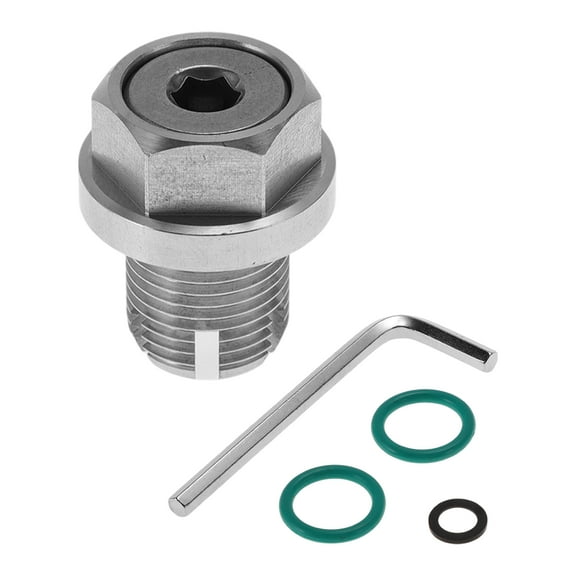 Unique Bargains M14.1x1.25 Oil Drain Plug Stainless Steel Oil Pan Drain Bolt Screw Thread Repair 1 x drain plug 1 x hex wrench 2 x green washers 1 x black washer