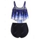 thumbnail image 2 of Más el tamaño de copo de nieve de Navidad Imprimir superposición de Tankini del traje de baño Rosegal Mangas largas de talla grande, 2 of 5