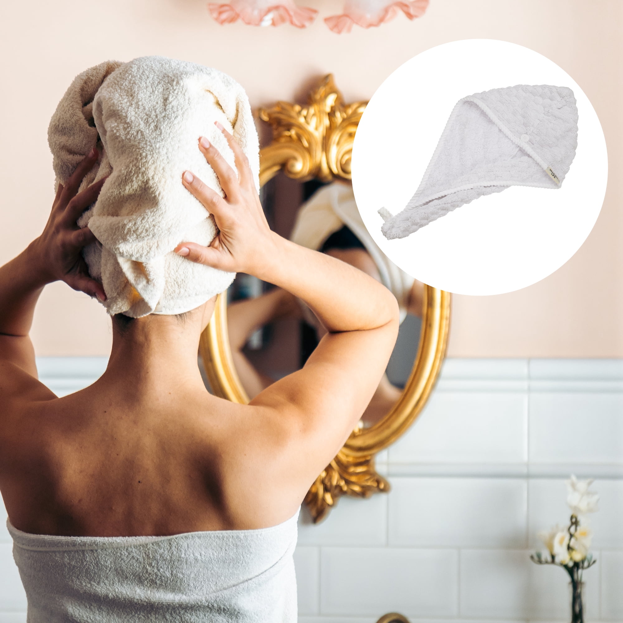 Unique Bargains Quick Drying Towel Cap Coral Fleece Hair Drying Towel Dry Cap Gray