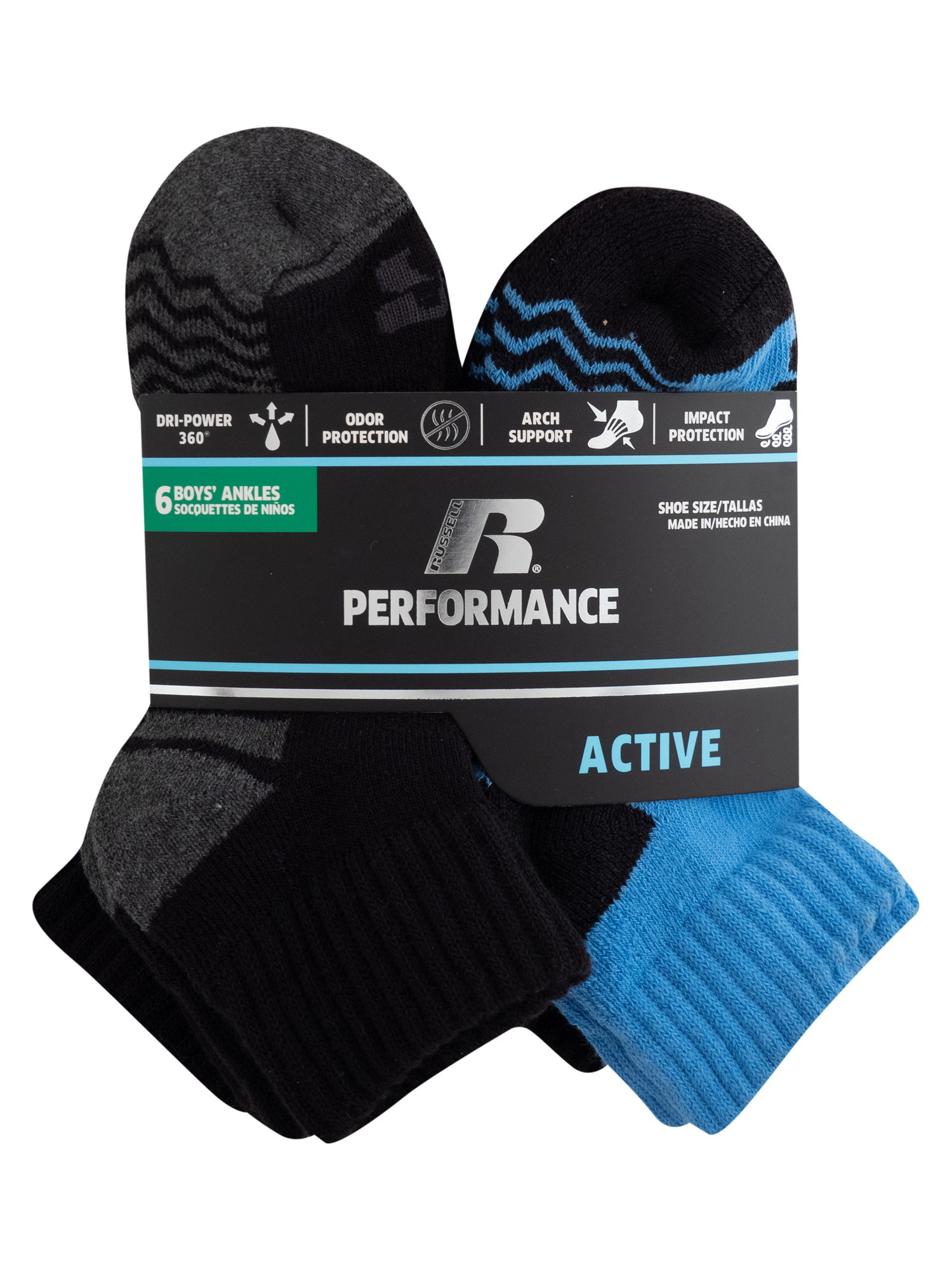 Russell Active Boys Ankle Socks 6 Pack Socks - image 4 of 4