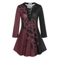 thumbnail image 1 of Camiseta con Estampado de Flores de Color Bloque en Talla Extra Rosegal  Mangas largas de talla grande, 1 of 5