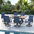 thumbnail image 2 of Techmilly Patio Swivel Chairs Set of 6, Outdoor Dining Chairs High Back Padded All Weather Breathable Textilene Outdoor Swivel Chairs with Metal Rocking Frame for Lawn Garden Backyard Deck, Navy Blue, 2 of 8