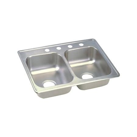 Elkay D22519 Dayton 25 Drop In Double Basin Stainless Steel Kitchen Sink - 2 Faucet Holes