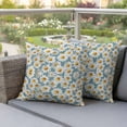 thumbnail image 3 of 2 Pack Outdoor Waterproof Throw Pillow Covers,White Daisy Summer Watercolor Flower Decorative Square Patio Pillowcases for Chair Couch Sofa 16x16in, 3 of 9