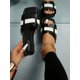thumbnail image 1 of Snakeskin Embossed Slide Sandals, Black Elegant Snake Print Slides, 1 of 4