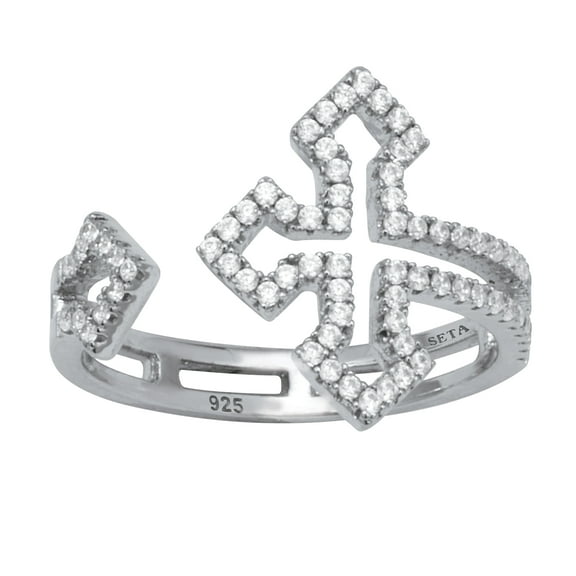PalmBeach Jewelry .35 TCW Round Cubic Zirconia Sterling Silver Gothic Cross Ring