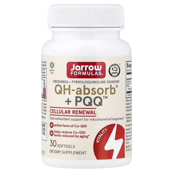 Jarrow Formulas Ubiquinol Plus Pyrroloquinoline Quinone, Supports Heart Health and Cognitive Function, 30 Softgels
