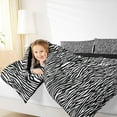 thumbnail image 4 of Manfei Retro Zebra Print Full Size Comforter Sets,Vintage Farmhouse Striped Bedding Comforter Set,White Black Bedding Sets For Girl Boy,Breathable Home Decor Reversible,3-Piece, 4 of 8