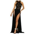 thumbnail image 2 of EGNMCR Robes d'Été Femmes Tendance 2024 Mode Femmes Dentelle Sans Manches Dos Nu Longue Robe Fendue Haute, 2 of 9