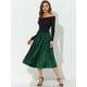 thumbnail image 3 of Allegra K Falda Midi Falda Retro Vintage Hasta Los Tobillos Plisada De Terciopelo Con Cintura Elástica Alta Para Mujer Verde XS, 3 of 6