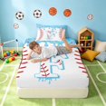 thumbnail image 3 of Manfei Cute Baseball Twin Fitted Sheet, Cartoon Letter FBedding, Light Blue F 2-Piece, 1 Fitted Sheet and 1 Pillowcase, 3 of 6