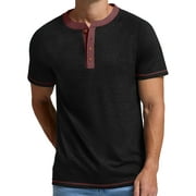 GENTS BLISS Henley Men Shirts Short Sleeve T shirts for Men Crew Neck Color Block Men Shirts