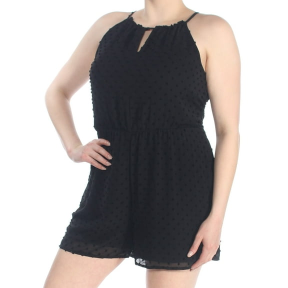 BAR III Womens Black Textured Sleeveless Keyhole Romper  Size: XL