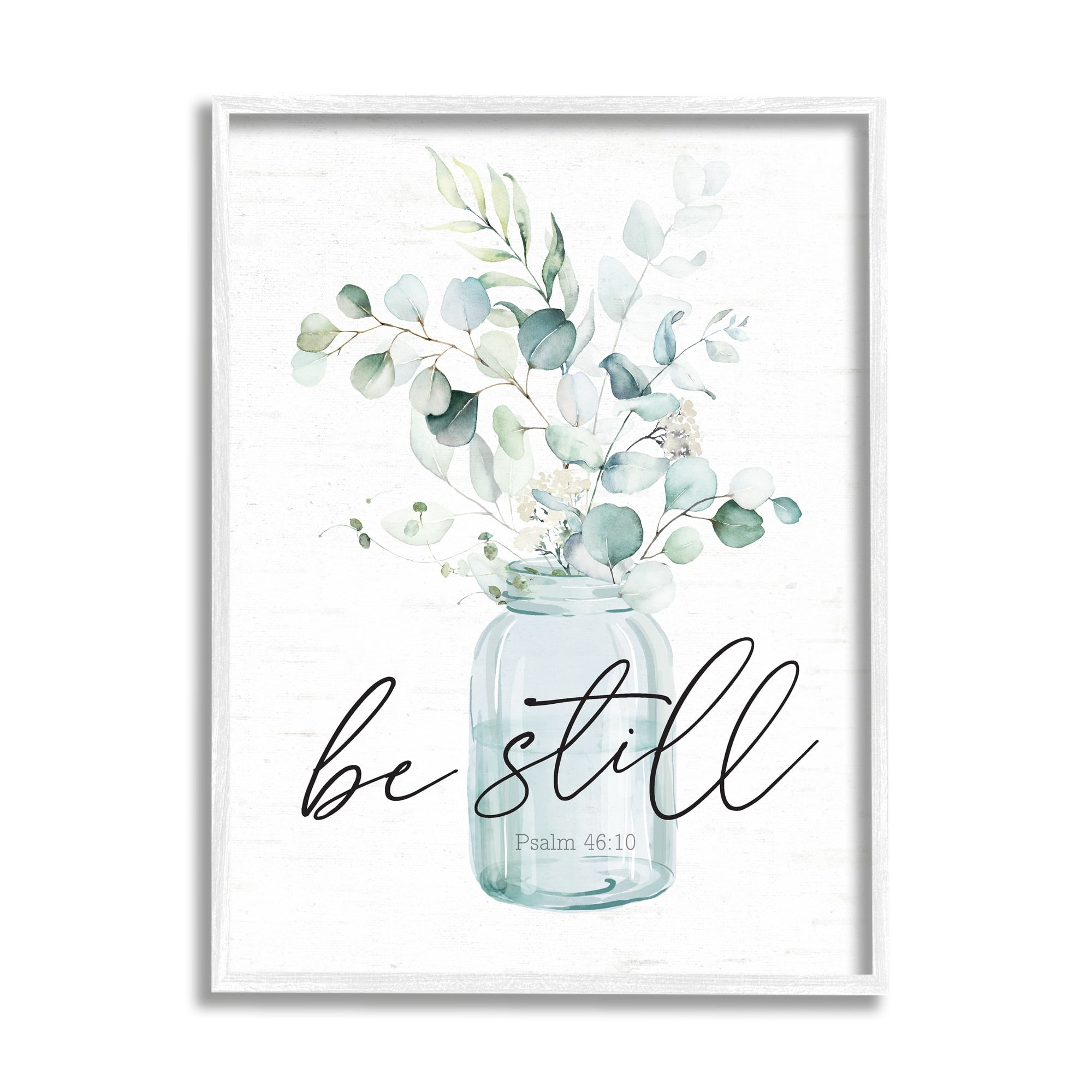 Stupell Industries Be Still Spiritual Botanical Plants Farmhouse Bouquet Graphic Art White Framed Art Print Wall Art, Design by Lettered and Lined