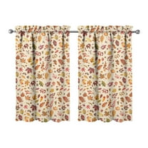 Fall Kitchen Curtains 39 Inch Short - 32Panel Set, Autumn Harvest Print, Rod Pocket Window Treatment for Thanksgiving, Farmhouse, Cafe, Living Room - Machine Washable